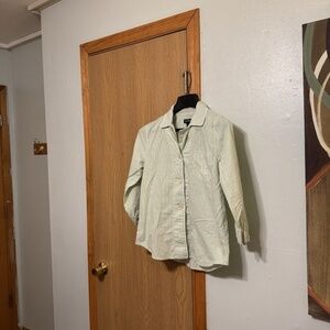 Lauren Ralph Lauren Medium Green & White Long Sleeve Button-Front Shirt - EUC